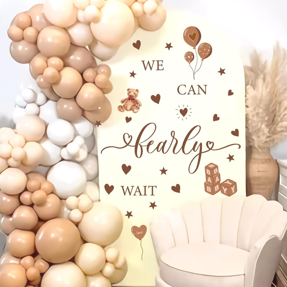 We Can Bearly Wait Party Decal Sign Baby Shower Backdrop Decoration Neutral G…