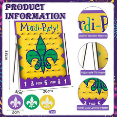 8 Pcs Mardi Gras Board Game Purple Green Gold Table Disk Drop Game Set Fleur De