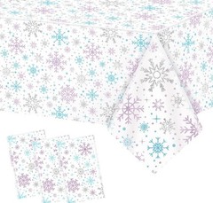 Frozen Birthday Party Table Decor And Birthday Banner, 12 Plastic Tablecloths