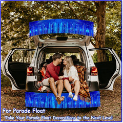 4 Pack 10 Feet Glitter Royal Blue Parade Float Decorations for Trailer Car, Glit