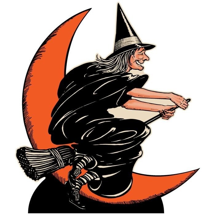 Beistle Vintage Halloween Witch and Moon 4.2 Foot Cardboard Standup