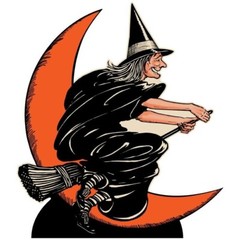 Beistle Vintage Halloween Witch and Moon 4.2 Foot Cardboard Standup