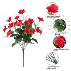 Flexible Stem Artificial Hibiscus Silk Flower for Outdoor Porch Decoration
