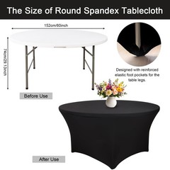 Fixwal 4 Pack 60 Inch Round Tablecloth, Fitted Spandex Round Table Cloths – Wash