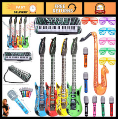 18 Pack Inflatable Rock Star Party Props – Guitars, Microphones, Glasses & More!