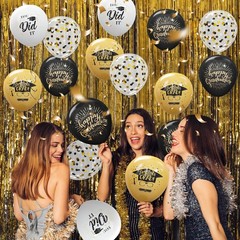75 Pack Graduation Party Decorations Balloons Set – 12 Inch Black Gold