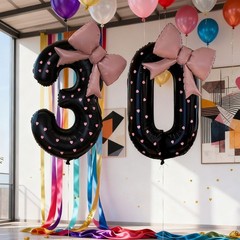 40 Inch Black Bow Numbers Balloon 0-9 Foil Mylar Large Number Balloon 2026 Gr…