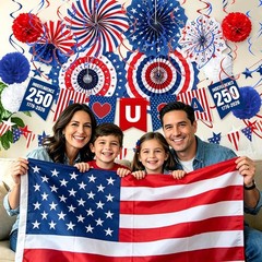 4th of July Decorations 37PCS Patriotic Decorations Red White Blue Paper Fans