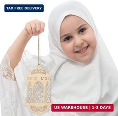 WILLBOND 12 Pcs Wood Ramadan Decorations Eid Decorations Islam Mubarak Wooden Or