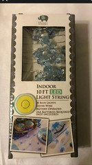 Blue Baby Boy Shower Indoor 10ft LED Lights. Silver Wire Pacifier Carriage Bear