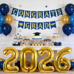 Navy Blue and Gold Graduation Decorations 2026, Gold 2026 Balloons, Congrats …