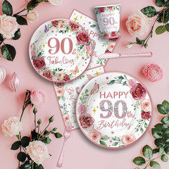 Rose Gold 90th Birthday Decorations for Women – Fabulous Celebration Set