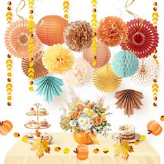 Fall Party Decorations Kit Orange Brown Yellow Lake Blue