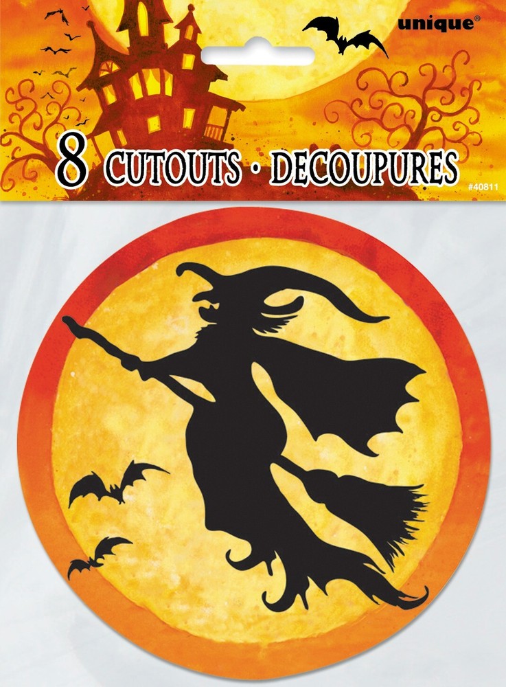 Witch Cutouts Halloween Decoration 8 Ct Cut Outs Halloween Window Decorations