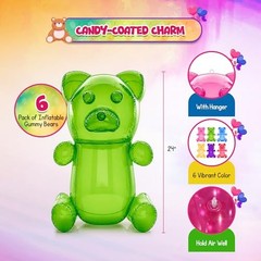 Inflatable Gummy Bears Huge 24″ – Pack of 6 Unique Blow Up Pool Toys for