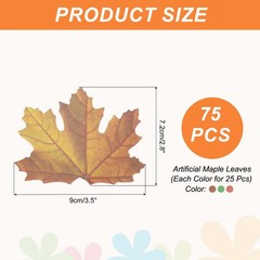 75Pcs Artificial Maple Leaves Cutouts Leaf Red Yellow Green 3.5×2.8″