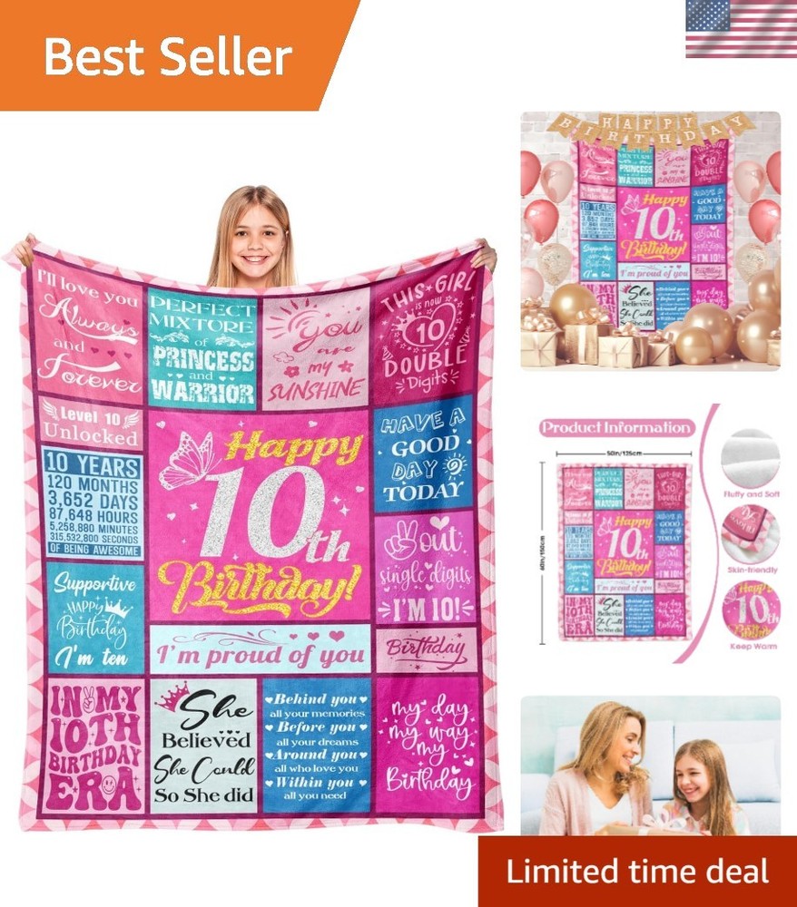 Charming 10th Birthday Blanket – 50″ x 60″ | Heavyweight Flannel for All Seasons