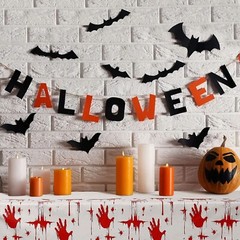 Halloween Tableware Party Decorations Blood Stained Table Cloth Cover Creepy UK