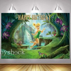 Tinkerbell Backdrop Girls Cartoon Happy Birthday Party Photo Background Banner
