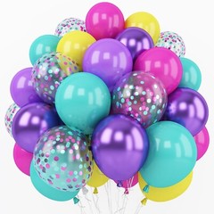 Pink Blue Purple Balloon, 60 Pcs 12 Inches Hot Pink Metallic Purple Teal Yell…