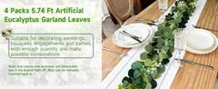 4 Packs 5.74 Ft Artificial Eucalyptus Garland Leaves with Flowers Artificial