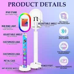 Adjustable Headroom Selfie iPad Photo Booth Portable RGB Ring Light for Party
