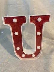 Letter ‘U’ Red Glitter with Lights Sign Party Birthday