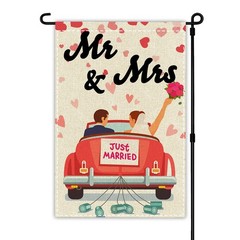 Mr & Mrs Garden Flag Just Married Engagement Yard Sign Double Sided 12×18 Inch