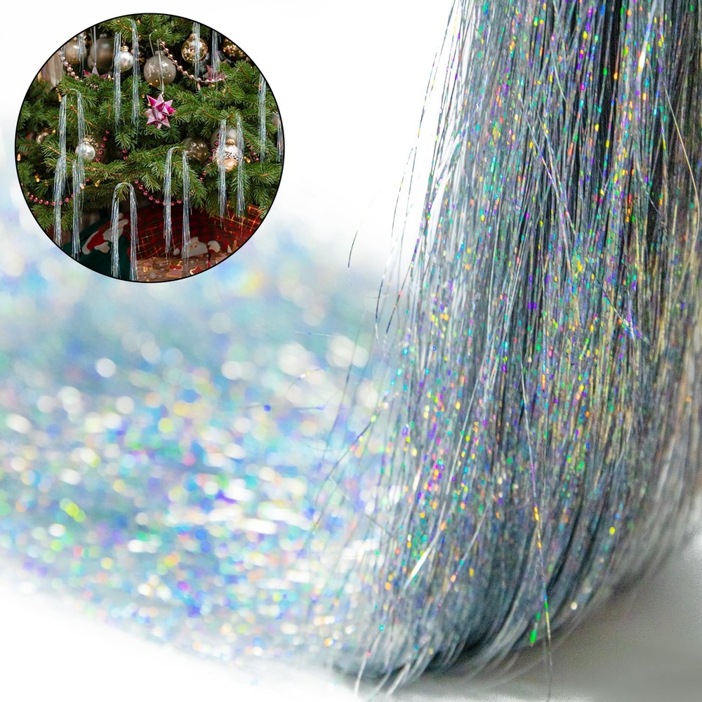 Laser Silver Christmas Icicles Tinsel Foil Fringe Iridescent Decor 12000 PCS