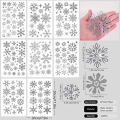 204pcs Glitter Snowflake Window Stickers, Christmas 7.9 x 11.8 inches, Silver