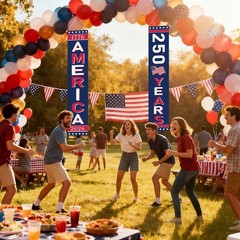 2 Pack 250th Birthday Decorations 71» x 14» 250 Years Anniversary Banner Flag