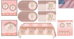 Chic 41-Piece Rose Gold 30th Birthday Party Tableware Set – Disposable Elegance