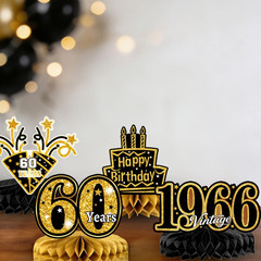 60Th Birthday Decorations for Men and Women, Black and Gold Vintage Party Suppli