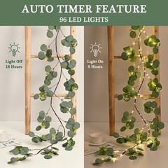 Christmas Decoration Indoor – 6FT Eucalyptus Garland with Timer, Artificial