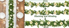 4 Packs 24FT Artificial Eucalyptus Flower Garland with White Camellias, Faux