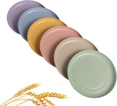 Wheat Straw Plates Lightweight Unbreakable Dinner Small, Small Multicolour