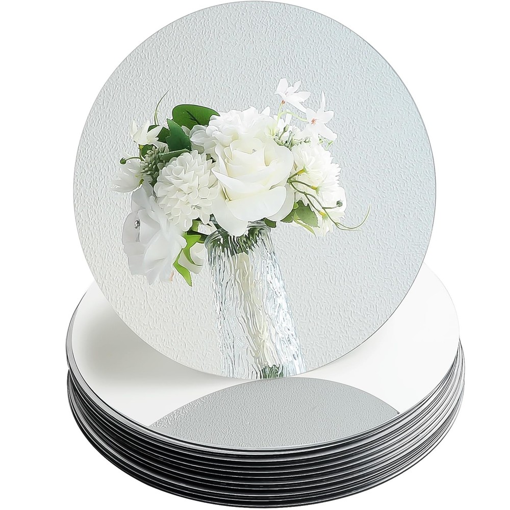 12 PCS 12 Inch Round Mirrors Table Centerpieces Trays Plates Party Decor