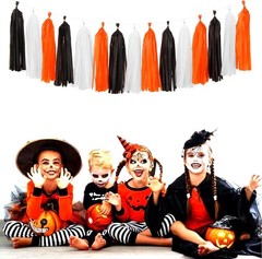 Black-White Orange Halloween Party-Decorations Tassel-Garland – 15pcs Graduation