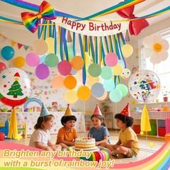 10 Rolls Rainbow Crepe Paper Streamers 328ft Colorful Party Decor for Pride, Bir