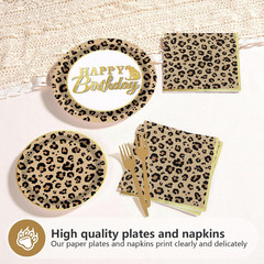 Cheetah Print Birthday Party Supplies – 96 Pcs for 24 Guests
