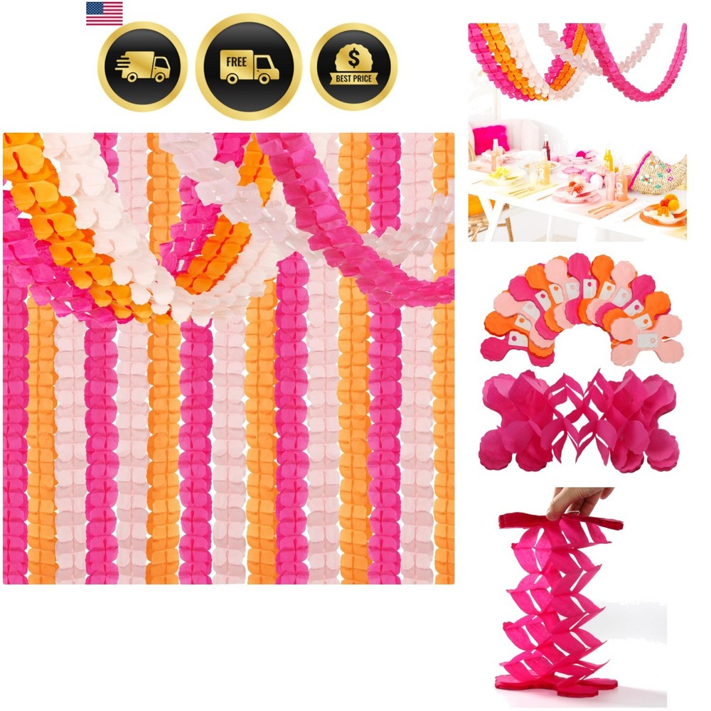 Hot-Pink Burnt-Orange Fall Party-Decorations – 12pcs Streamers-Garland Birthd…