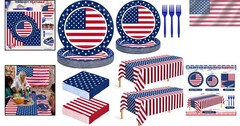 30 Sets 9″ & 7″ Plates, Napkins, Forks – July 4th Disposable