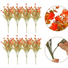 16 Piece Artificial Eucalyptus Flowers Set with Autumn Colors for Outdoors