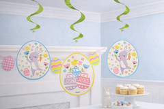 Easter Hanging Swirl Decorations Bunny Chick Egg – Pastel Party Decor Set of 3