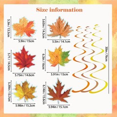 30 PCS PreAssembled Fall Maple Leaves Ceiling Hanging Swirls Party Decorations