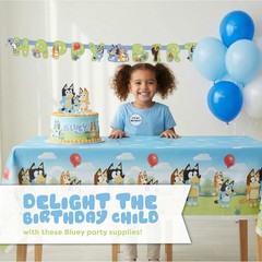 Bluey Birthday Banner & Bluey Tablecloth Birthday Decorations & Party Supplies