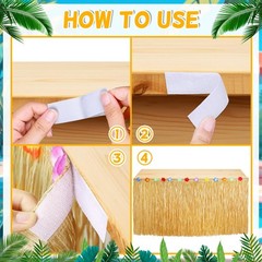 2 Pack Table Skirt Luau Party Decorations, Flower 53.2″ X 29.5″ Grass Table S…