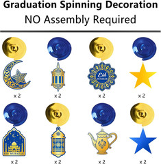 34Pcs Ramadan Decorations Pre-Assembled Mubarak Eid Kareem Muslim Banner Hanging