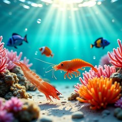 2Pcs Red Fake Shrimp Model Artificial Shrimps Figures Realistic Seafoods Deco…