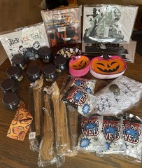Ultimate 47-Piece Halloween Party & Decor Pack – Plates, Brooms, Webbing & More!